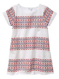 Embroidered cap-sleeve dress