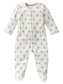 Puff-sleeve footed one-piece