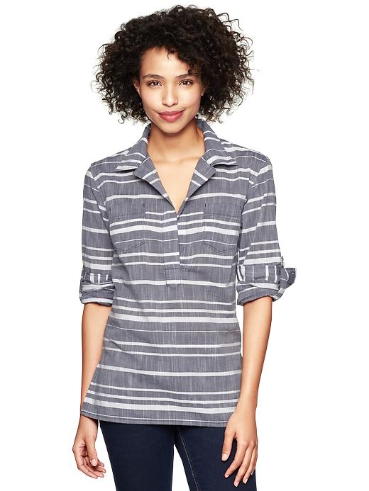 View large product image 1 of 1. Wide-stripe popover shirt
