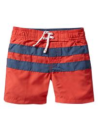 Wide-stripe swim trunks