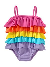 Rainbow ruffle one-piece