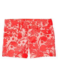 Floral denim shortie shorts