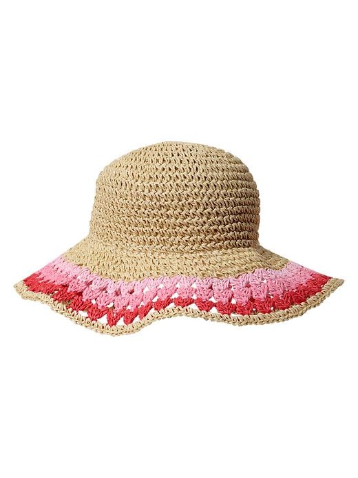 View large product image 1 of 1. Ombre crochet straw hat