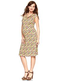 Printed drape-front dress