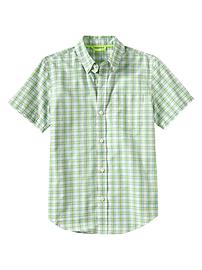 Short-sleeve checked plaid shirt