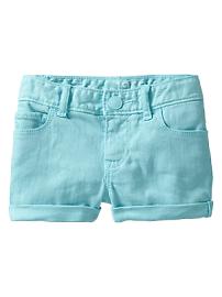 Blue denim shortie shorts