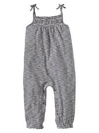 Striped smocked one-piece