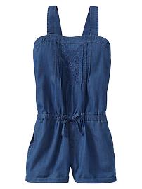 Embroider chambray romper