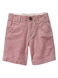 Flat-front oxford shorts