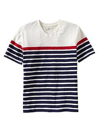 Striped V-neck T