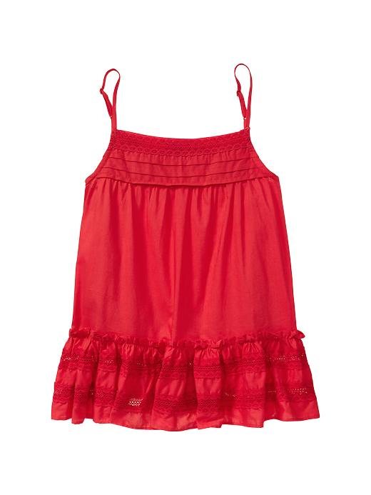 View large product image 1 of 1. Ruffled crochet tank
