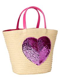 Sequin straw tote