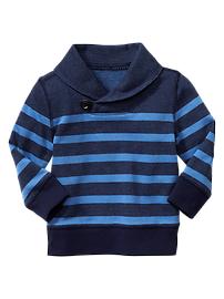 Striped shawl-collar pullover