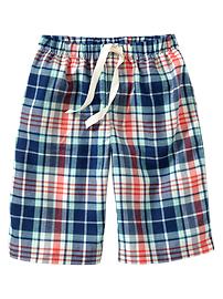 Plaid woven pajama shorts