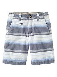 Striped flat-front shorts