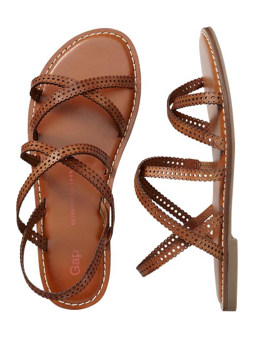 View large product image 1 of 1. Perforated multi-strap sandal
