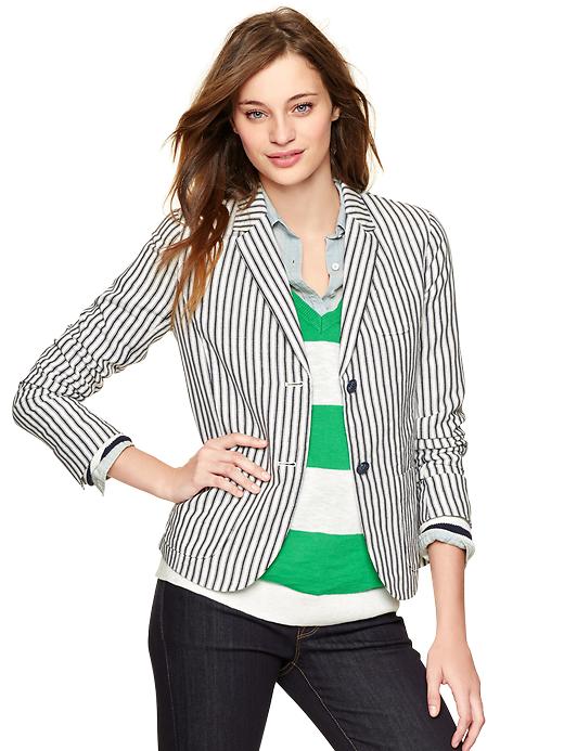 Image number 1 showing, Striped linen unstructured blazer