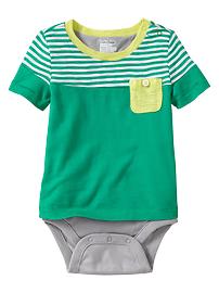 Striped colorblock pocket body double