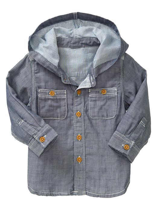 View large product image 1 of 1. Chambray henley hoodie