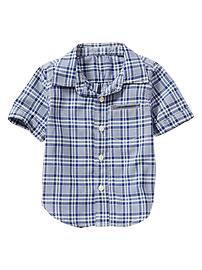 Short-sleeve plaid shirt