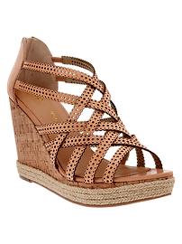 Perforated wedge sandals