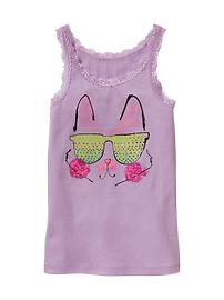 Graphic lace tank