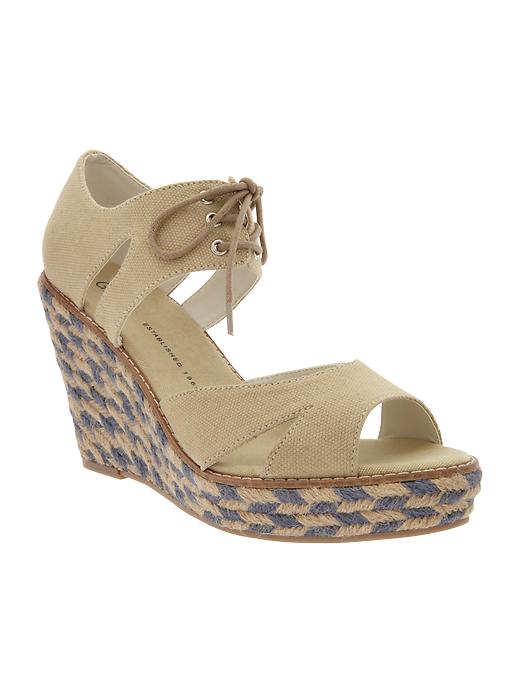 View large product image 1 of 1. Lace-up espadrille wedges