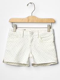 Dot denim shortie shorts