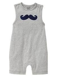 Mustache graphic one-piece