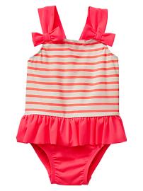 Striped ruffle one-piece