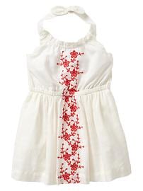 Embroidered halter dress