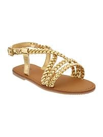 Metallic braided sandal