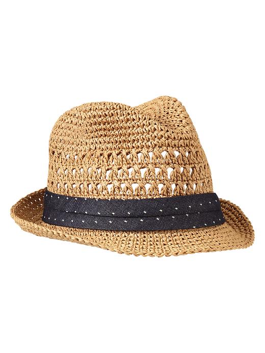 View large product image 1 of 1. Mixed open weave fedora