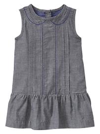 Embroidered chambray dress
