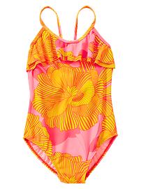 Ruffle tropical one-piece