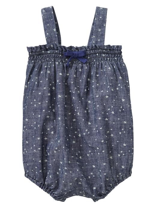 View large product image 1 of 1. Star print chambray one-piece