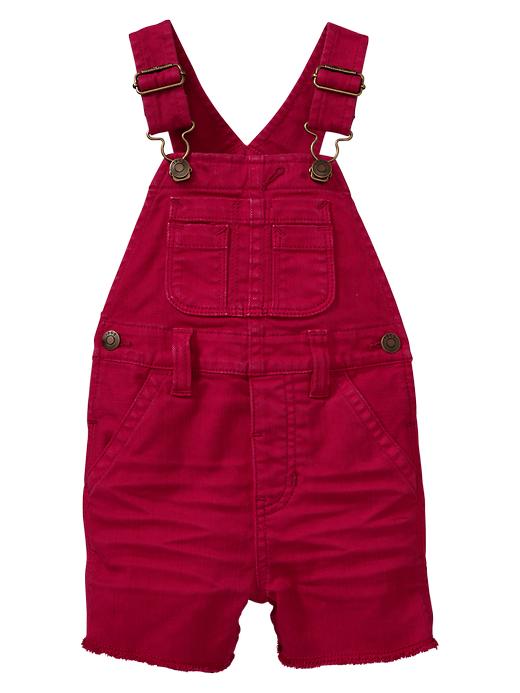 Image number 1 showing, Red short denim overalls