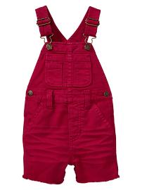 Red short denim overalls