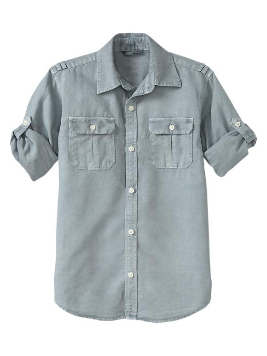 View large product image 1 of 1. Convertible garment-dyed shirt