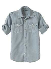 Convertible garment-dyed shirt