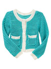Contrast open-knit cardigan