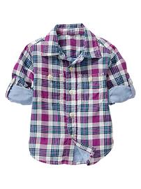 Convertible plaid shirt