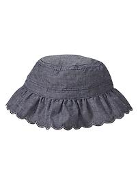 Scalloped chambray bucket hat