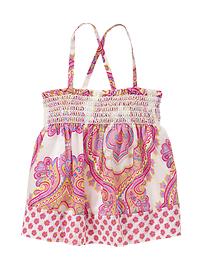 Smocked criss cross tank