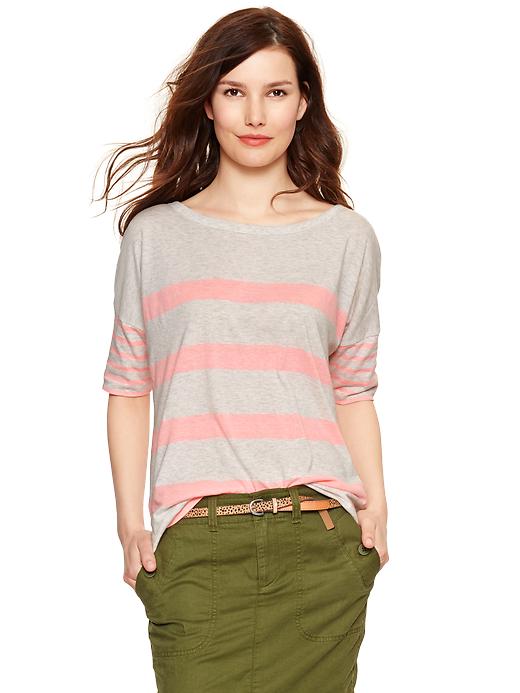 View large product image 1 of 1. Boxy contrast-stripe T