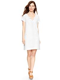 Embroidered split-neck dress