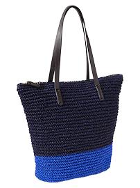 Colorblock straw tote