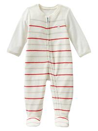 Striped terry footed one-piece