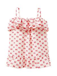 Swiss dot ruffle tank