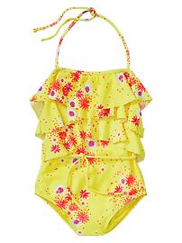 Ruffled floral one-piece